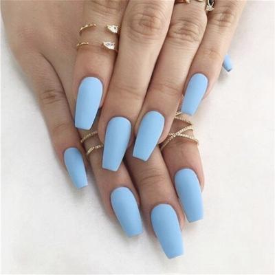 China 24pcs/Set Matte Square Almond Ballerina Full Color Matte Cover Press On Nail Art Tips Artificial Long Coffin Designed Press On Nail for sale