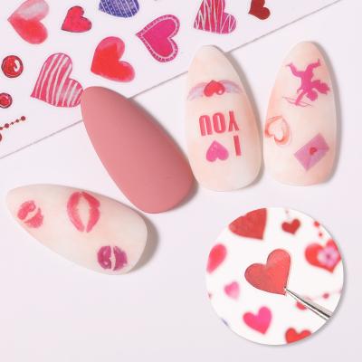 China 2021 Sticker Nail Art 3D Nail Art Decoracion Valentine Nail Art 3D Red Heart Lips Series Sticker Nail Art Gift For Girls for sale