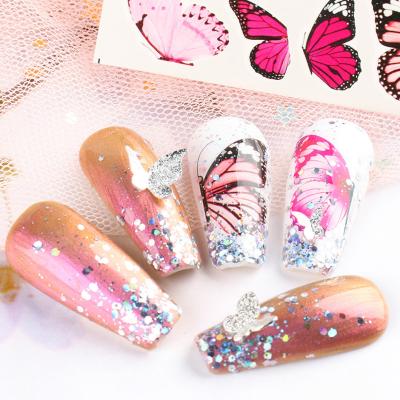 China 3d Nail Art DIY Decoration Butterfly Nail Art Stickers Water Transfer Designs For Sticker Nails 3D Art Supply Watermark DIY for sale