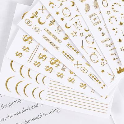 China 3d Nail Wholesale Gold Stereo Nail Sticker 3D Stereo Art DIY Decoration Moon Star Glue Back Sticker For Nail Art Deciation for sale