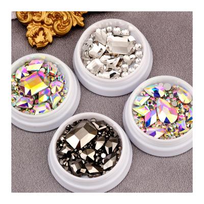 China Easy Apply Amazon Set Symphony Boxed Nail Art Flat Glass Diamond DIY Rhinestone Shaped Jewelry For DIY 3D Nail Art Designs for sale