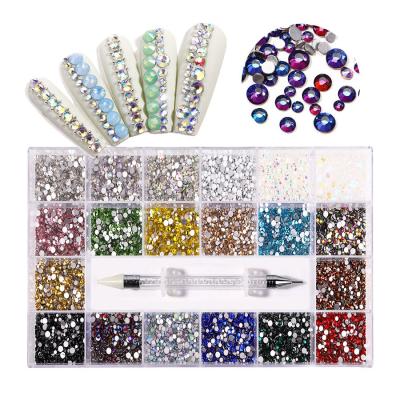 China Sale 21 New Arrivals 2021 Nail Art DIY Decoration Best Glass Shaped Lattice Box Nail Drill Flat Bottom Drill Nail Jewelry Set for sale