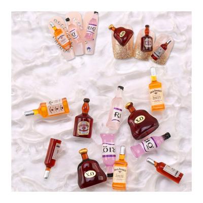 China Nail Beauty Products Net 3D Red Stereo Creative Mini Nail Art Accessories Fun 3D Wine Bottle Nail Decoration DIY Fun for sale