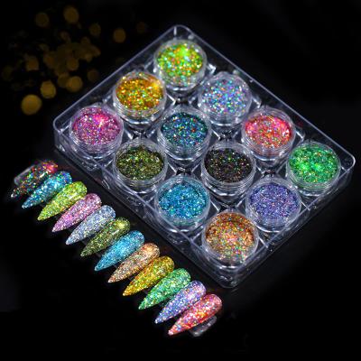 China Excellent Nail Art Effect Nail Art Laser Glitter Glitter 12 Colors Changing Onion Powder Light Nail Decorations Boxed Symphony Nail Glitter for sale