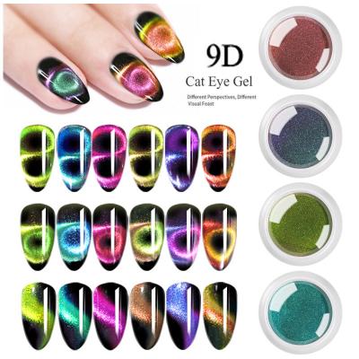 China Excellent Nail Art Effect New 9D Cat's eye laser powder glitter colorful magic silver mirror powder mirror factory direct sales for sale