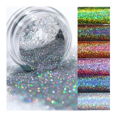 China Excellent Nail Art Effect Holographics Chrome 12Colors Laser Aurora Illusion Nail Glitter Acrylic Powder For Dip Powder Acrylic for sale