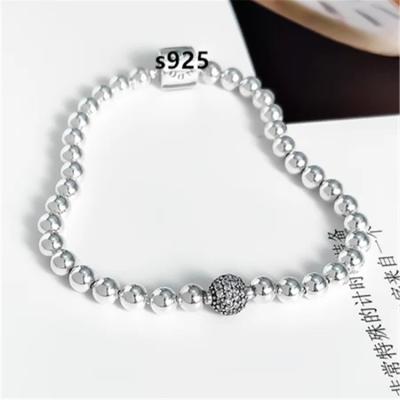 China BOHEMIA S925 Sterling Silver Simple Bracelet Temperament Round Bead Bracelet for sale