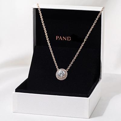 China Elegant S925 Sterling Silver Cubic Zirconia Rose Gold Necklace Female Clavicle Chain for sale