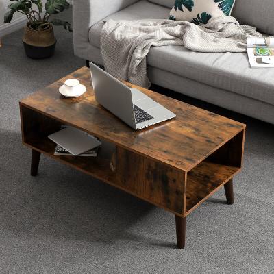 China (Other) Table Living Room 4 Legs Adjustable Modern Wooden Coffee Table With Storage for sale