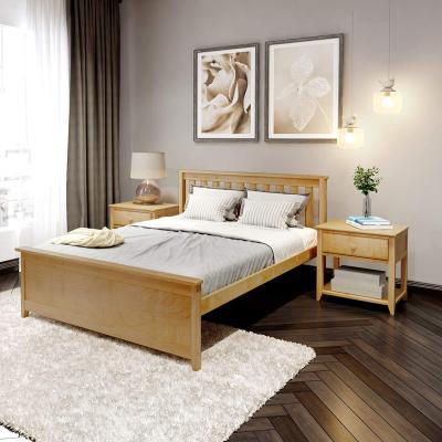 China Modern Traditional King Full Size Solid Queen Furniture Beam Natural Wood Plank Board Bed for sale