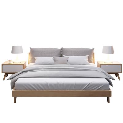 China Modern Home Modern Single Full Size King Bed Furniture Bedroom Wooden Hotel Queen Size Wooden Bed With Mattress Included for sale