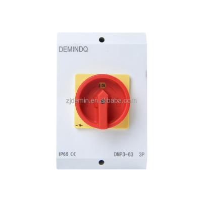 China IP65 waterproof rotary switch 3P 63A IP65 waterproof disconnector for electrical use switch box for sale