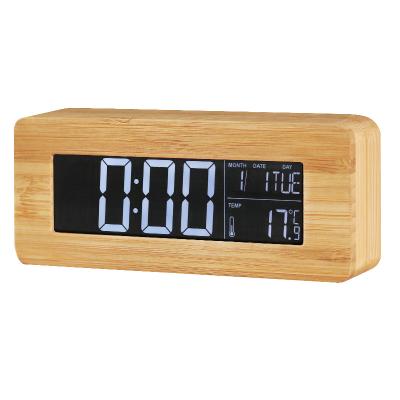 China Contemporary performance time counting up and counting-down, date week, humidity, voice control wooden or bamboo digital clock for sale