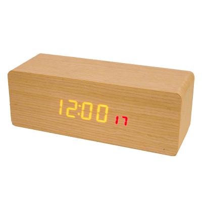 China Any place showing time counting up and counting-down, date week, humidity, voice control wooden or bamboo digital clock for sale