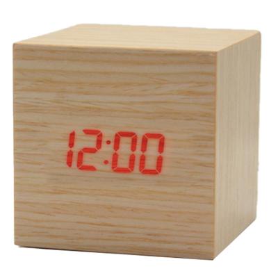 China Any place displaying brightness, time, temperature, and sound control wooden or bamboo electronic clock for sale