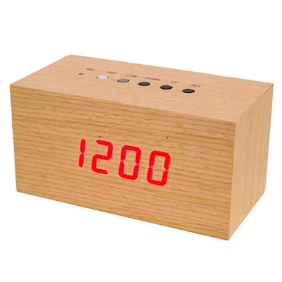 China Any place showing time counting up and counting-down, date week, humidity, voice control wooden or bamboo electronic led clock for sale