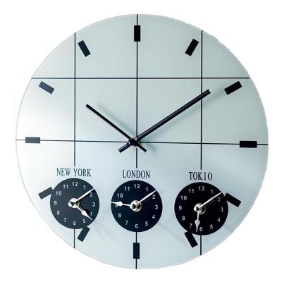 China Any Place Original Appearance World Time Glass Wall Clock Digital Wall Clock for sale