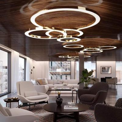 China Office Home Indoor Led Ceiling Lighting Super Gold Ring Round Lamp Pendant Lights Modern Led Chandelier for sale