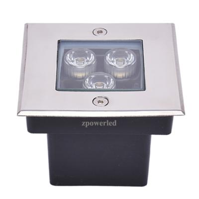 China Garden 3W 6W 9W 12W 18W 24W 36W Warm White Square Design IP67 Waterproof LED Underground Lights for sale