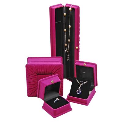 China Plastic+velvet Manufacturers Recommend Rose Red Assembling Series Box Gift Jewelry Storage Box Necklace Box for sale