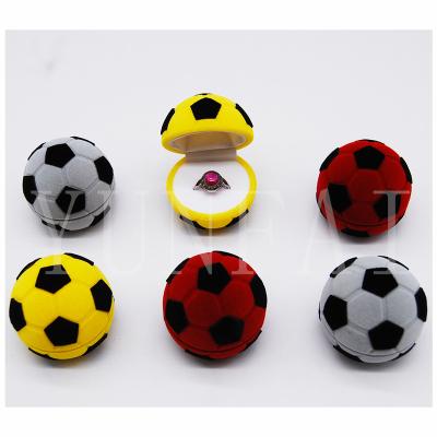 China Exquisite Plastic+velvet Football Styling Flocking Type Box Ring Earring Box Cartoon Jewelry Box for sale