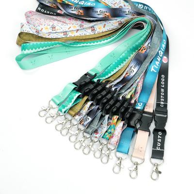 China Custom Polyester Logo Sublimation Badge Reel ID Card Holder Lanyard With Safety Buckle Neck Ties Lanyard for sale