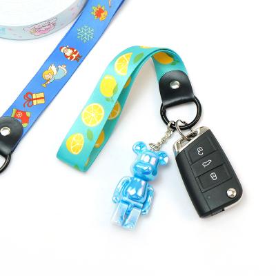 China New Customized 2022 Polyester Colorful Key Logo Design Short Key Chain Strap Lanyard for sale