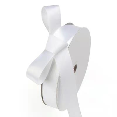 China Iridescent Eco-friendly 3-50MM Double Widths Double Faced Polyester Ribbon Custom Gift Wrapping Ribbon White for sale