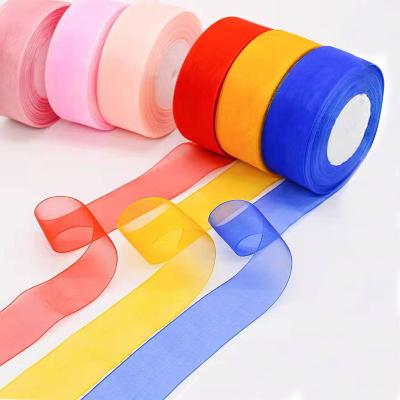 China Iridescent Hot Selling Transparent Chiffon Color Ribbon Gift Wrap Ribbon for sale