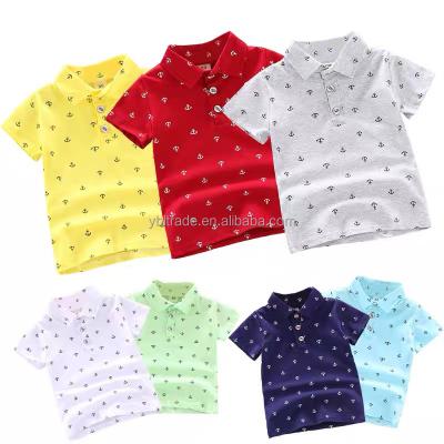 China Children's Clothing 1-12 Years Old Boy's T-shirt Summer Cotton Lapel Short Sleeve Polo Shirt Anti-Shrink for sale