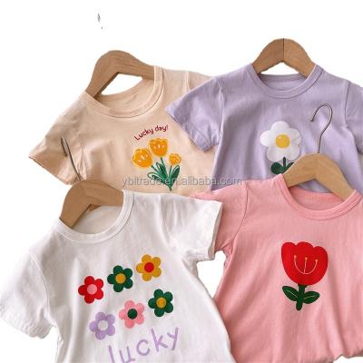 China Girls anti-shrink cheap cotton 100% short sleeve T-shirts tees cartoon kids clothes tees clothing for sale