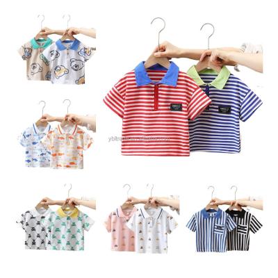 China Plain 100% Children's T-shirt Boys Polo Neck T-shirt Good Quality Kids Cotton Wholesale Anti-Shrink Shirts for sale