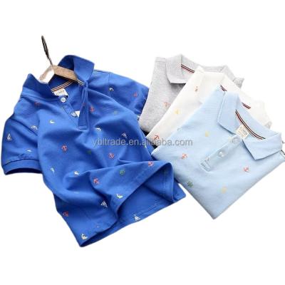 China Wholesale Anti-Shrinkage Polo Shirts For Summer Kids Embroidery Design Cotton Boys T-Shirts 2-14 Years Old for sale