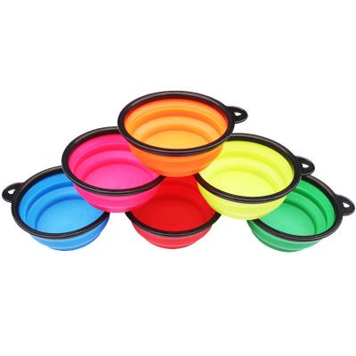 China Silicone Sustainable Reusable Folding Pet Bowl , Multicolor Optional Portable Folding Bowl For Pets for sale