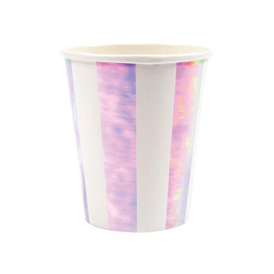 China New Party Food Touch Safe Iridescent Silver Glossy Premium Paper Cup Drink Disposable for sale