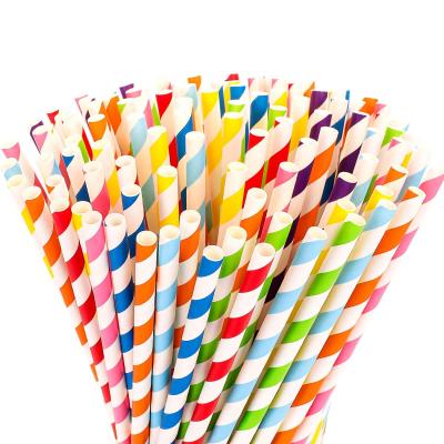 China Rainbow Eco-friendly Biodegradable Paper Different Stripe Colors Drinking Straws Bulk For Juice Shakes Smoothies Party Supplies Decorations for sale