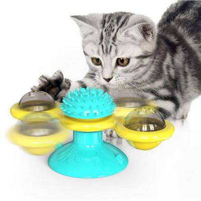 China Viable Interactive Windmill Turntable Teasing with Catnip Cat Scratching Tickle Pet Ball Toys Cat Supplies for sale