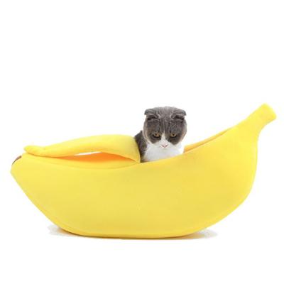 China Warm Breathable Comfortable Cute Banana Cushion Kennel Puppy Portable Pet Basket Supplies Pets Cat Bed House XS/S/M/L Mat Beds Funny Banana Shape for sale