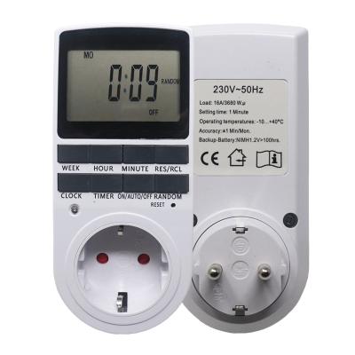 China FR EU BR Plug Kitchen Timer Outlet 230V 50HZ 7 Day Electronic Timer Switch Digital Timer Switch 12/24 Hour Programmable Timing Socket for sale