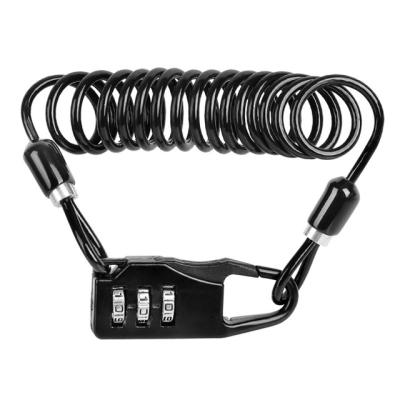 China Long Steel Cable Spring Wire Mini Bicycle Portable Anti-Theft Resettable 3 Digit Bike Lock 12mm (Black) for sale