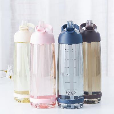 China Sustainable Outdoor 1000ml Water Bottle With Straw Sports Bottles Eco-Friendly With Lid Increasing Camping Plastic BPA Free for sale