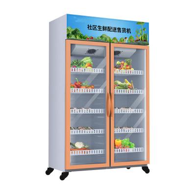 China Small home school wifi frozen freezer with automatic salad candy soda food meal coin fridge refrigerator for interface vending machine for sale