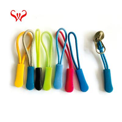 China Nickel Free Manufacturing Companies for Custom Pull Woven Cord Puller Silicone Puller Zipper Slider for sale