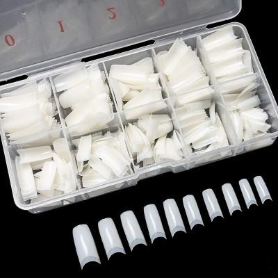 China Bag 500pcs Bag Nails Half Cover Thin Natural Straight Gel Clear Tips Artificial Nail Tips Tapered French Coffin Nail Tips for sale