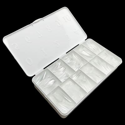 China 500pcs Fashion Clear Coffin Almond Full Cover Gel Nail Square Soft Tips With White Case for sale