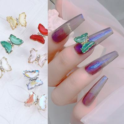 China Nail Art Decoration and DIY Art Decorations Butterfly Nail Charms Nails Opening Design Nail Art Tip Metal Glitter Butterfly shape decoration for sale