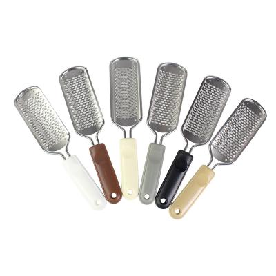 China Big Pointed Stainless Steel Foot Scraper Hole Pedicure Foot File Callus Remover Dry And Wet Feet for sale