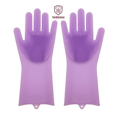 China Dish Washing Magic Silicone Gloves Heat Resistant For Dish Washing Silicone Brush Scrubber Cleaning Gloves for sale