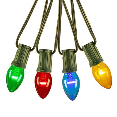 China Edison 20 Lights Solar Powered Outdoor Multi Color C7 LED Bulb String Lights For Christmas Decoration for sale