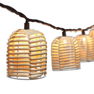 China String Light with Decorative Lighting Rattan Shade 8.5FT Rattan Shade String Lights Fashionable for sale